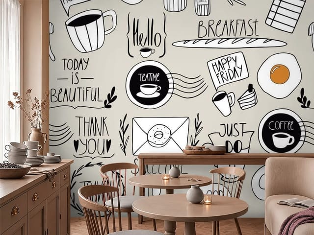 Fototapeta typografia – różnorodne elementy śniadaniowe