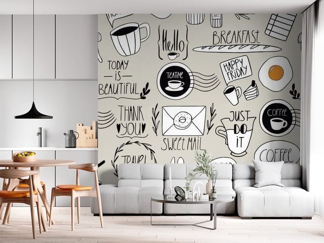 Fototapeta typografia – różnorodne elementy śniadaniowe