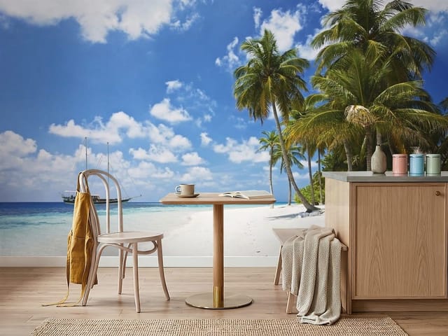 Fototapeta Morze i Ocean – plaża z palmami i oceanem