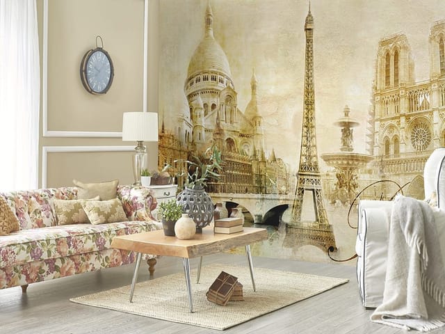 Fototapeta z Wieżą Eiffla, Bazyliką Sacré-Cœur i Katedrą Notre-Dame