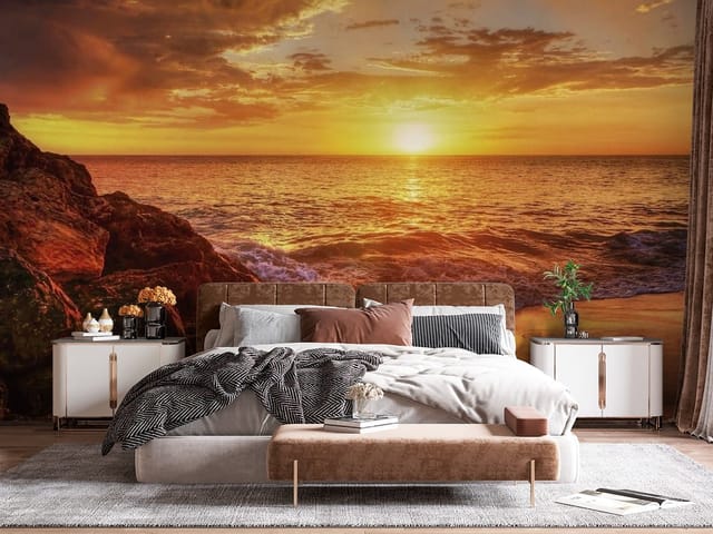 Fototapeta Zachód słońca nad oceanem (mpn: FT-3675) Fototapeta krajobrazy morskie – zachód słońca nad oceanem