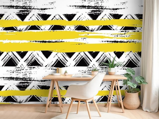 Fototapeta Wzory – geometryczne wzory z czarnymi zygzakami