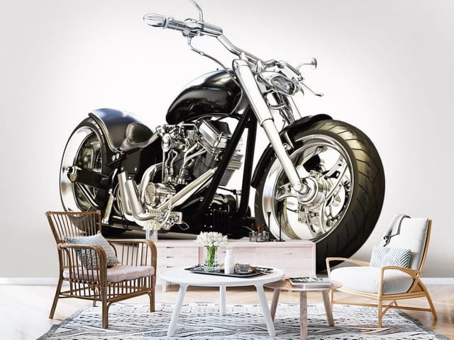 Fototapeta motocykle – czarny motocykl na białym tle