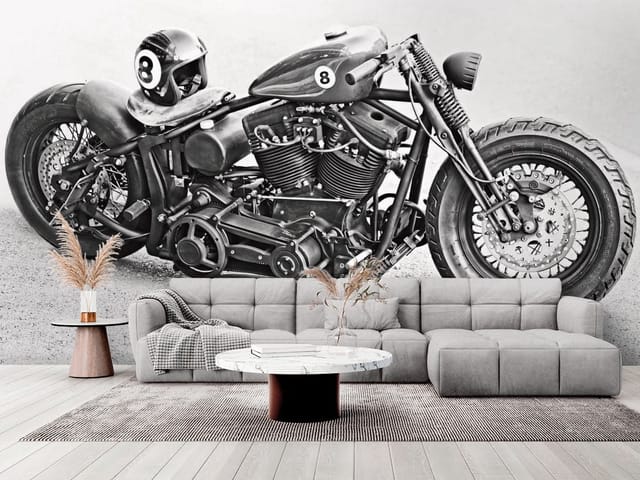 Fototapeta motocykle – motocykl z kaskiem na siedzeniu