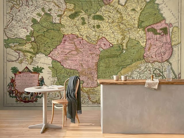 Fototapeta stare mapy – stara mapa geograficzna Tartarii z kolorowymi regionami