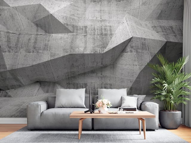 Fototapeta 3D abstrakcja – geometryczne betonowe struktury ścienne