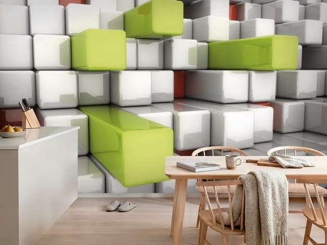 Fototapeta 3D formy geometryczne – geometryczne bloki w różnych kolorach