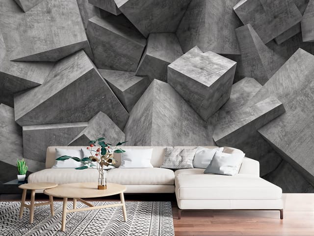 Fototapeta 3D formy geometryczne – geometryczne betonowe bloki w stosie