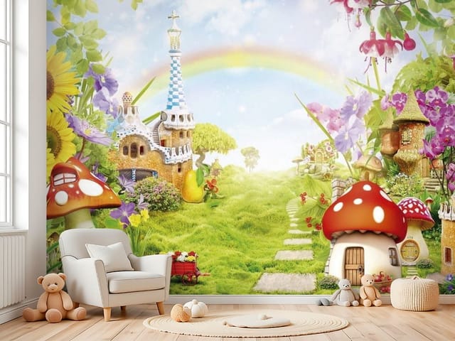 Fototapeta Bajki – Fantazyjne domki w kształcie grzybów
