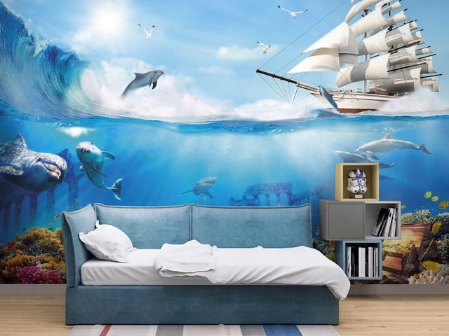 Fototapeta krajobrazy morskie z żaglowcem i oceanem