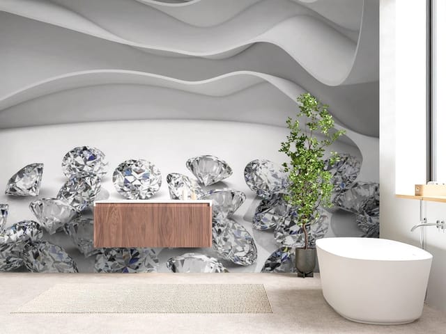 Fototapeta 3D abstrakcja – diamenty na białym tle