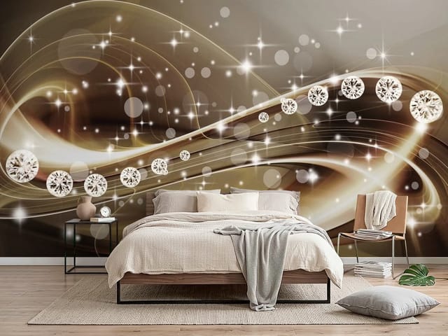 Fototapeta 3D abstrakcja – abstrakcyjne fale z diamentami