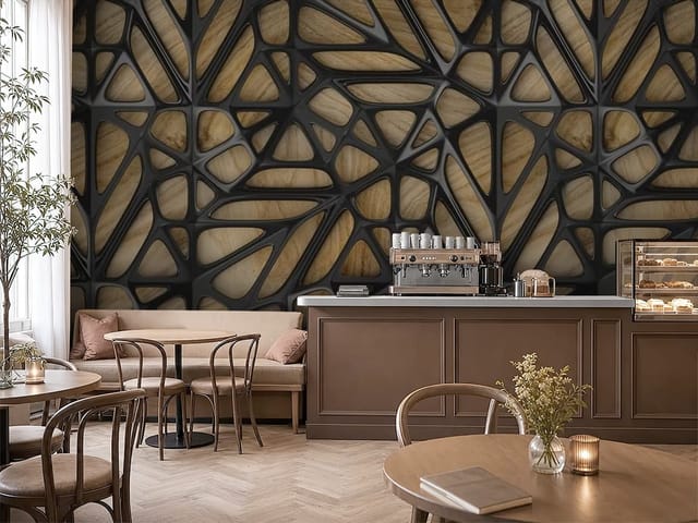 Fototapeta 3D abstrakcja – geometryczny wzór z czarnymi liniami