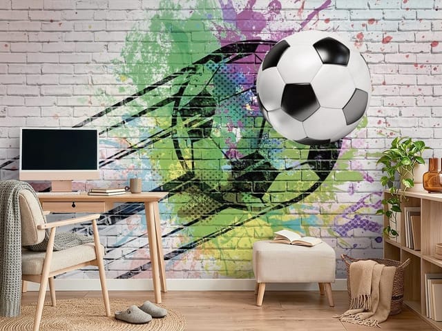 Fototapeta Piłka Nożna z piłką nożną na tle graffiti
