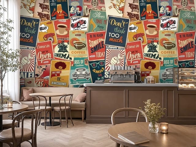 Fototapeta Typografia – zbiór kolorowych plakatów retro