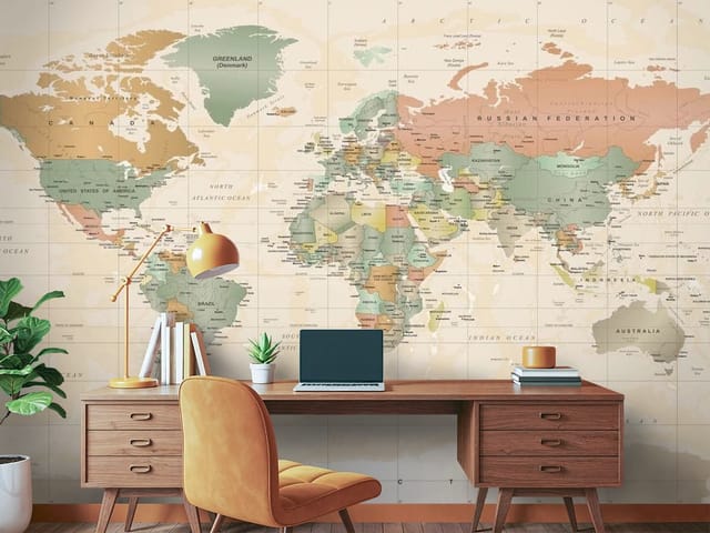 Fototapeta polityczne mapy – mapa świata z kontynentami