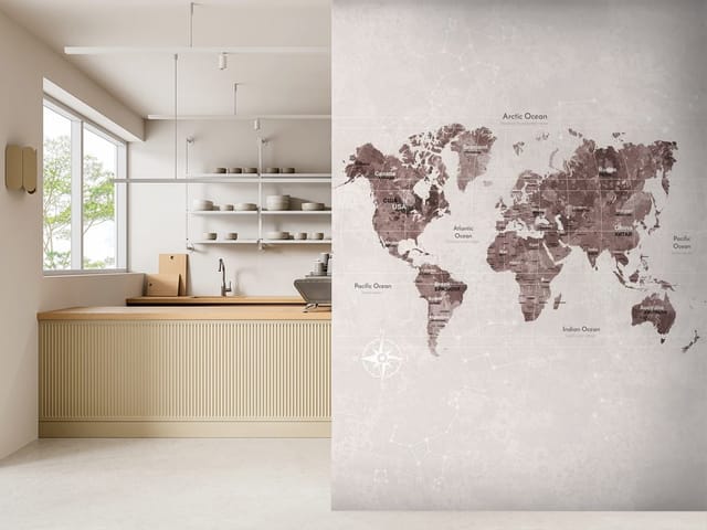 Fototapeta Stare mapy – mapa świata z kontynentami