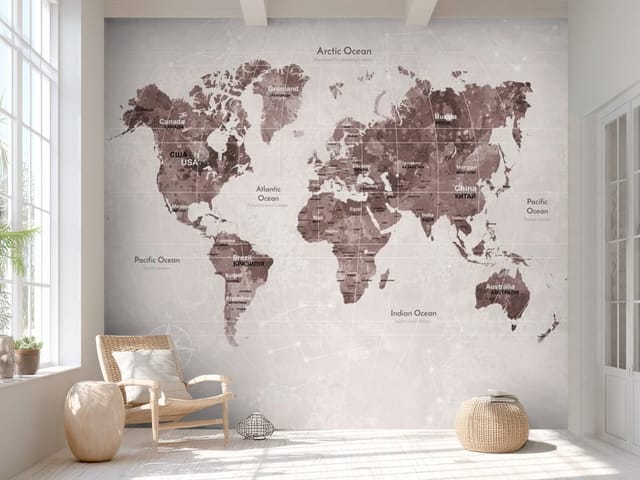 Fototapeta Mapa świata z kontynentami (mpn: FT-4868) Fototapeta Stare mapy – mapa świata z kontynentami