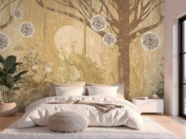 Fototapeta Murale abstrakcyjne – dwa pawie na huśtawce