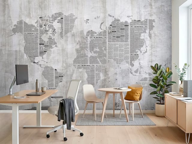 Fototapeta typograficzne mapy – mapa świata z gazetowych wycinków