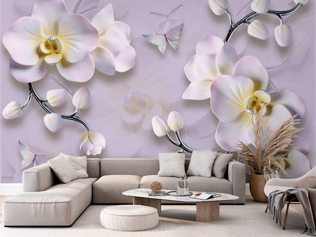 Fototapeta Storczyki – delikatne kwiaty orchidei na gałązkach