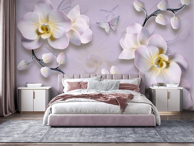 Fototapeta Orchidee na Gałązkach (mpn: FT-5096) Fototapeta Storczyki – delikatne kwiaty orchidei na gałązkach