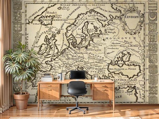 Fototapeta Stara mapa Europy z XVII wieku (mpn: FT-520) Fototapeta Stare mapy – stara mapa Europy z XVII wieku
