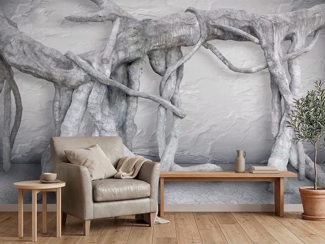 Fototapeta 3D abstrakcja – duże, splątane korzenie drzewa