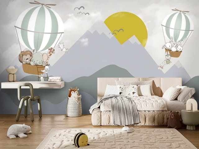 Fototapeta Góry dziecięce – dwa balony z postaciami zwierząt