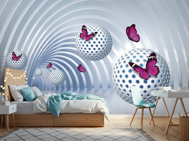 Fototapeta 3D tunel – kuliste obiekty z otworami