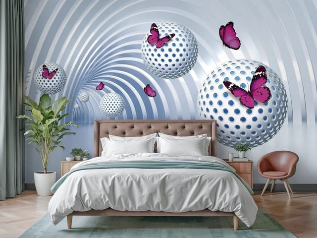 Fototapeta 3D tunel – kuliste obiekty z otworami