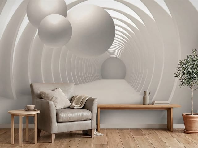 Fototapeta Futurystyczny tunel z kulami (mpn: FT-5326) Fototapeta 3D tunel – duże kule w futurystycznym tunelu