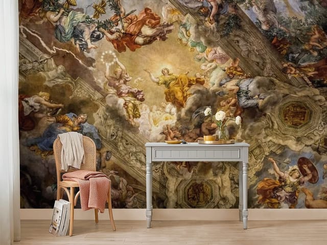 Fototapeta antyczne motywy – barwna scena mitologiczna na suficie