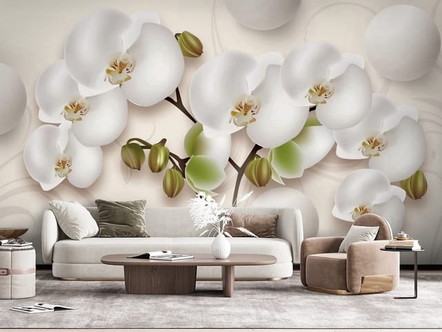 Fototapeta Storczyki białe kwiaty orchidei na gałęzi