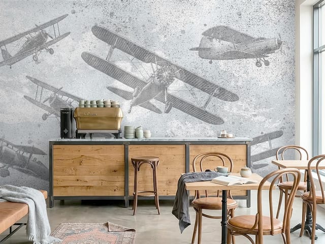 Fototapeta Samoloty – kilka starych dwupłatowców w locie
