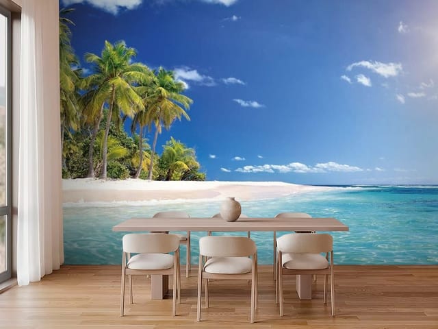 Fototapeta krajobrazy morskie – plaża z palmami i oceanem