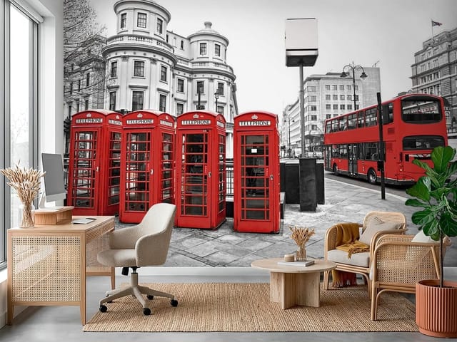 Fototapeta Londyn z czerwonymi budkami telefonicznymi