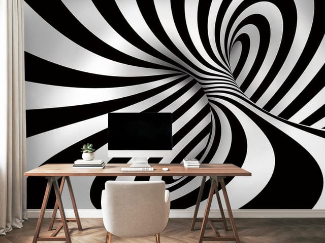 Fototapeta 3D abstrakcja – czarno-białe spiralne wzory