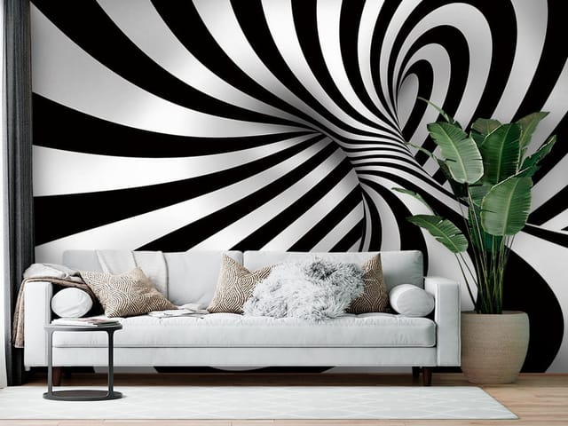 Fototapeta 3D abstrakcja – czarno-białe spiralne wzory