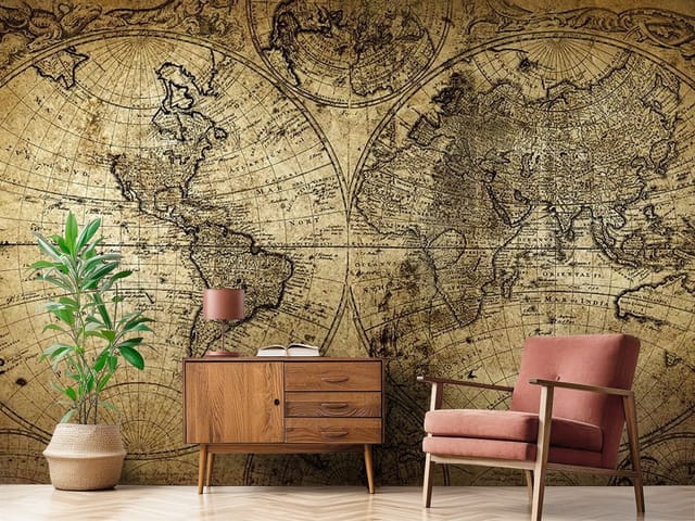 Fototapeta stare mapy – stara mapa świata z kontynentami