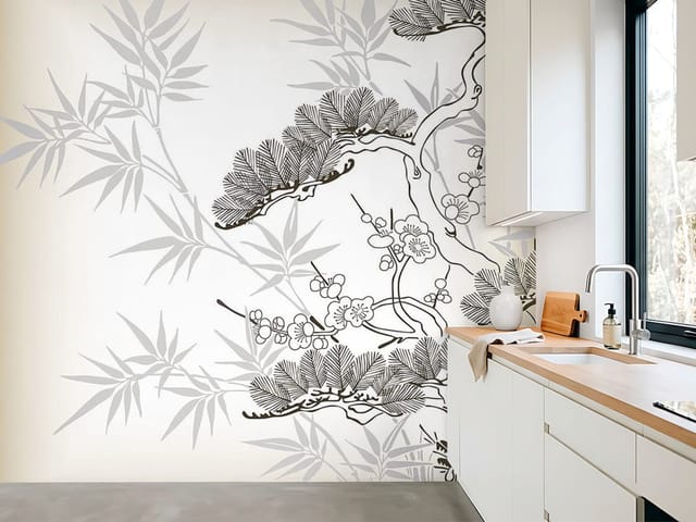 Fototapeta drzewa – drzewo bonsai z kwiatami na jasnym tle