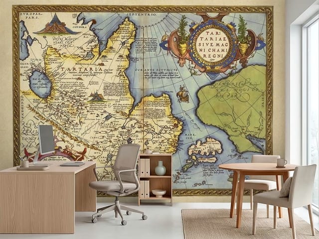 Fototapeta Stara mapa z ozdobami (mpn: FT-5978) Fototapeta Stare mapy – stara mapa geograficzna z ozdobami