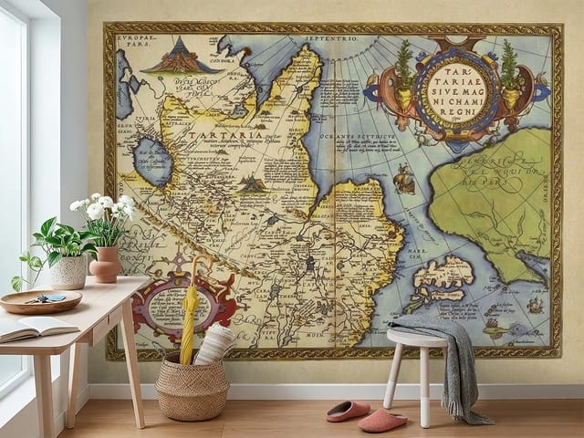 Fototapeta Stara mapa z ozdobami (mpn: FT-5978) Fototapeta Stare mapy – stara mapa geograficzna z ozdobami
