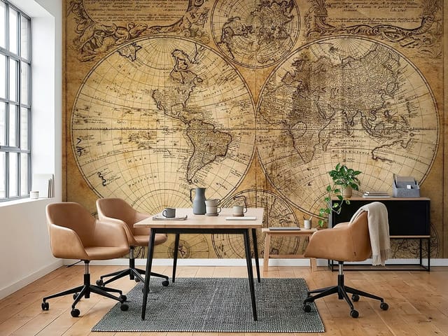Fototapeta Stara mapa świata z kontynentami (mpn: FT-6014) Fototapeta Stare mapy – stara mapa świata z kontynentami