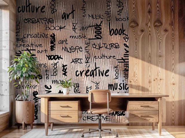 Fototapeta Typograficzne napisy na drewnie (mpn: FT-6020) Fototapeta Typografia – różnorodne napisy na tle drewna