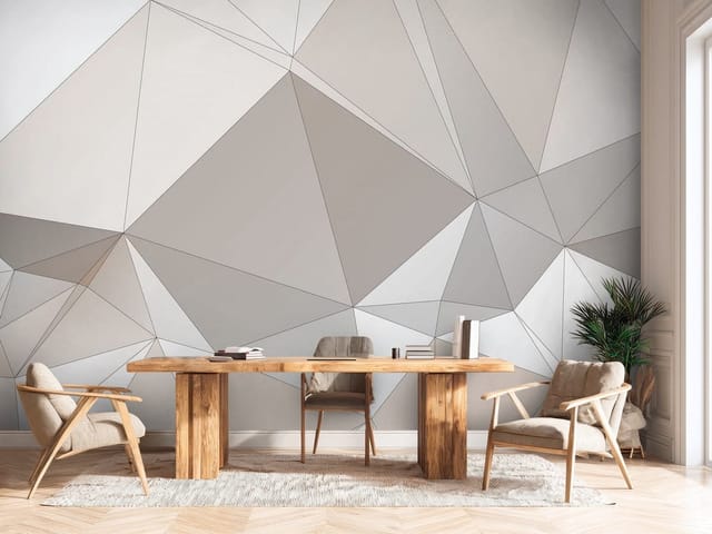 Fototapeta 3D formy geometryczne – geometryczne wzory w odcieniach szarości