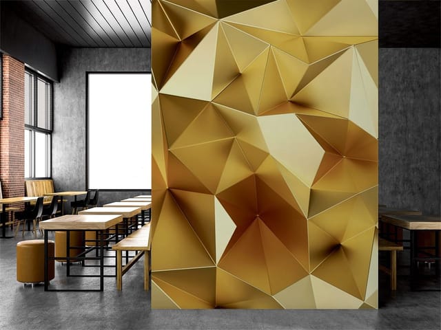 Fototapeta Geometryczne złote kształty (mpn: 6063) Fototapeta z geometrycznymi złotymi kształtami na ścianie