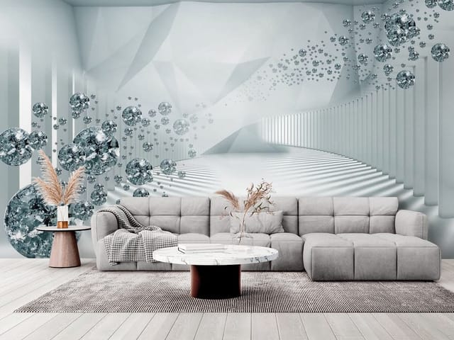 Fototapeta Diamentowe kule w tunelu 3D (mpn: FT-6065) Fototapeta 3D tunel – diamentowe kule w futurystycznym tunelu