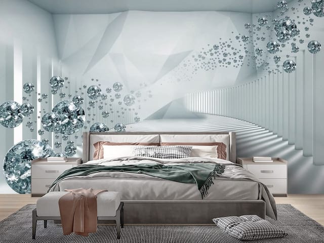 Fototapeta 3D tunel – diamentowe kule w futurystycznym tunelu