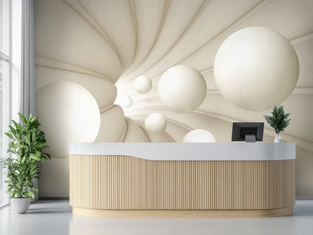 Fototapeta 3D tunel – białe kule w spiralnym tunelu